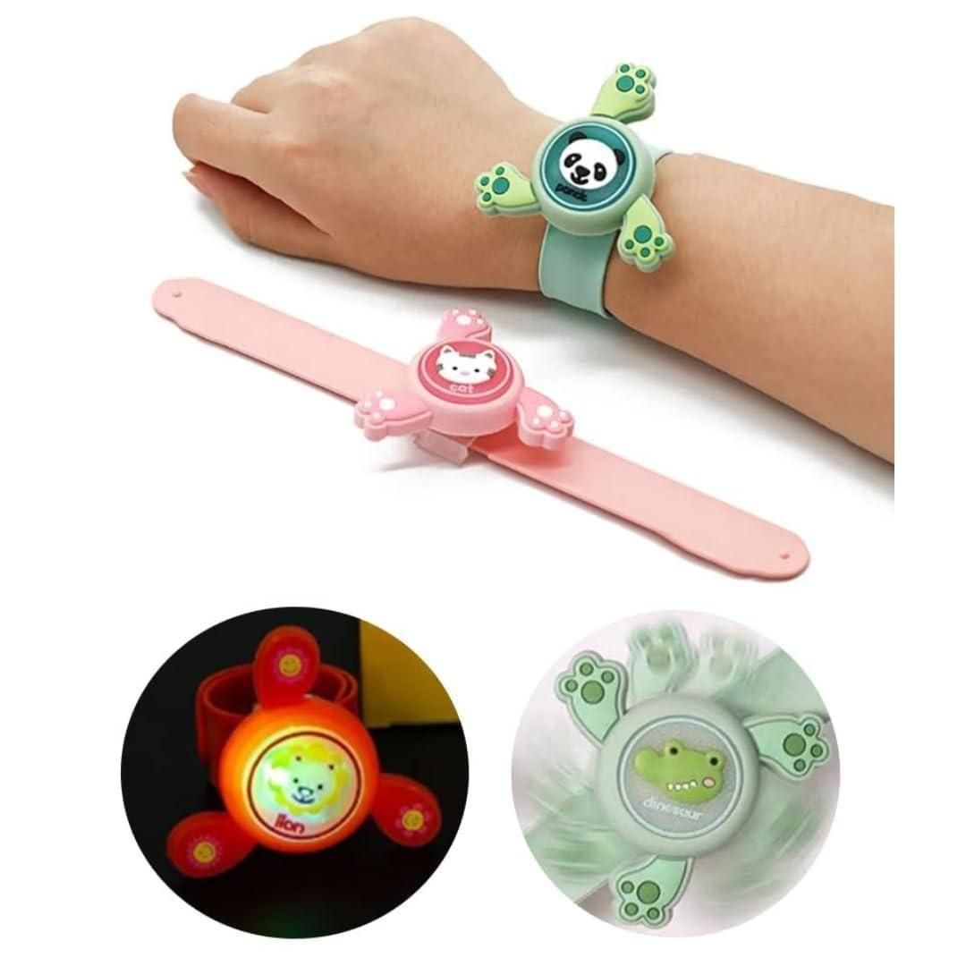 "LED Light Spinning Slap Band | Fun Cartoon Bracelet for Kids | Flashing Wristband Toy"