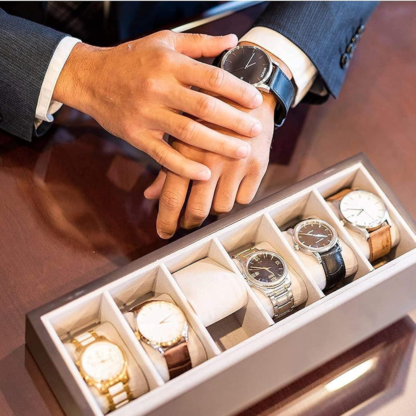 "Luxury Wooden Watch Box Organizer | 6-12 Slot Display Case with Glass Lid | Premium Storage for Watches & Accessories"
